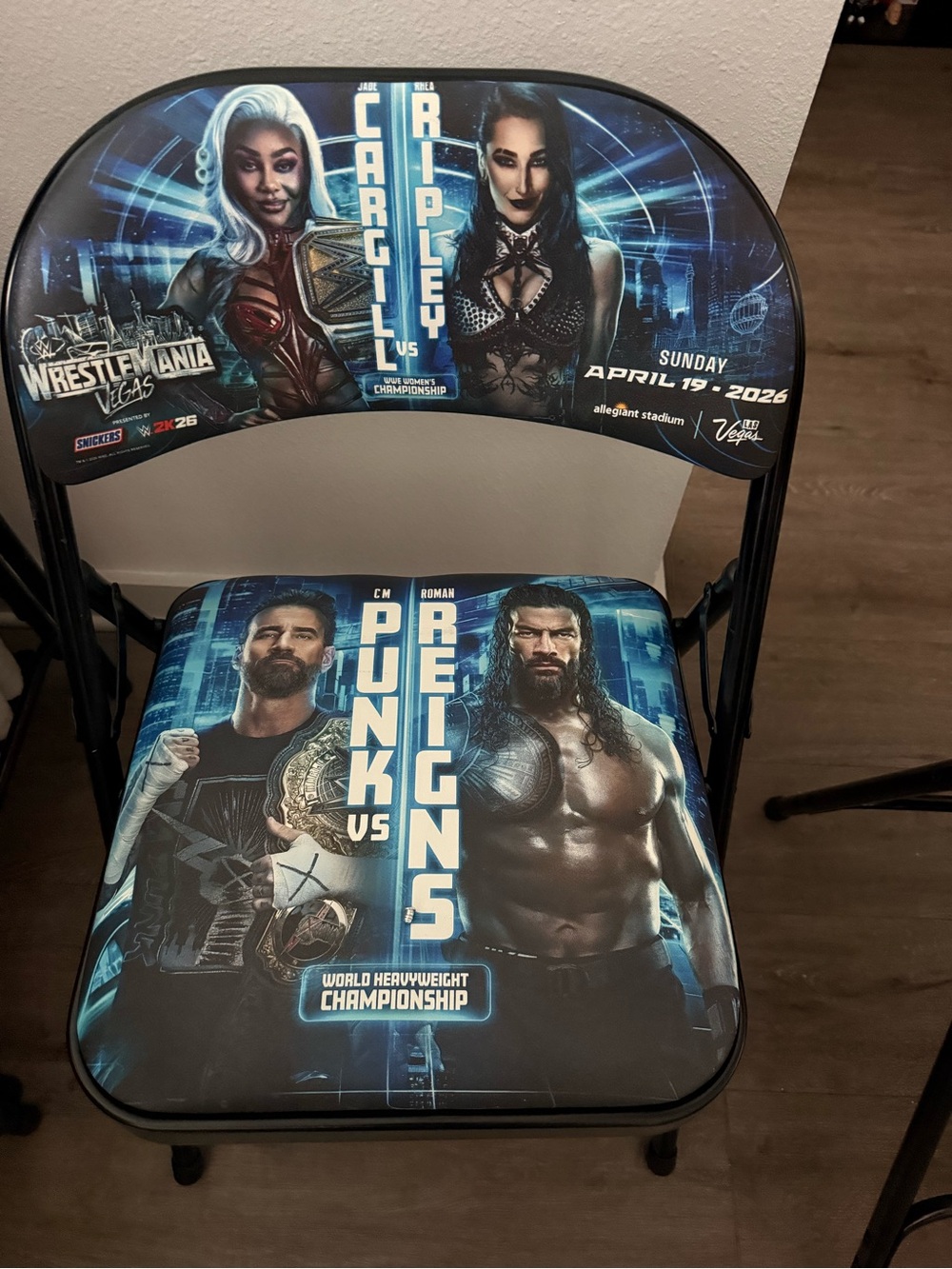 WWE WrestleMania 2026 Collectible Folding Chair - Blue Graphic